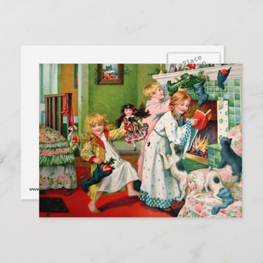 ローザC. Petherick: クリスマスの朝 シーズンポストカード (正面/裏面)