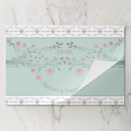 ロージーエレガントピンクとブルーのファンシー紙ランチョンマット ペーパーパッド