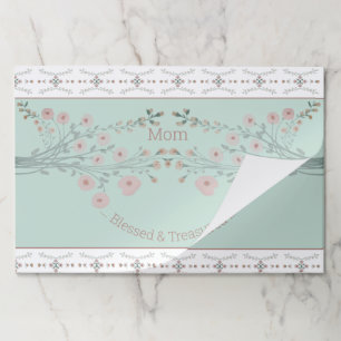 ロージーエレガントピンクとブルーのファンシー紙ランチョンマット ペーパーパッド