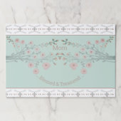 ロージーエレガントピンクとブルーのファンシー紙ランチョンマット ペーパーパッド (正面)