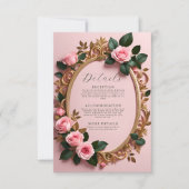 ロージーエレガントフローラアールヌーボーエンクロージャカード 招待状 (正面)