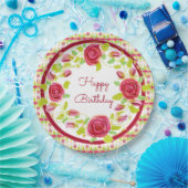 ロージースタイリッシュフローラ ペーパープレート (パーティー)