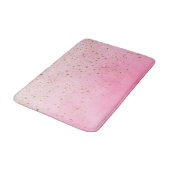 ロージーバラピンク&金ゴールドグリッターグラムスパークリシック バスマット (アングル)