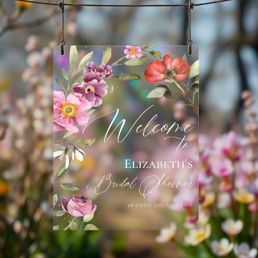 ロージーフローラブライダルシャワーウェルカムアクリルサイン アクリルサイン