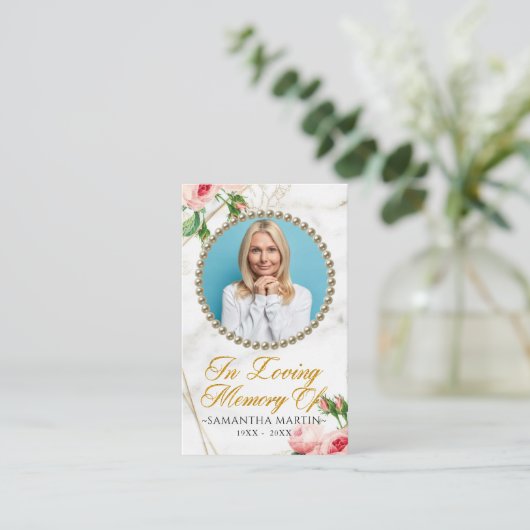 ロージー赤面写真葬式祈りの言葉カード 名刺 (スタンド正面)