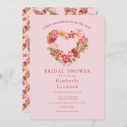 ロージー開花スウィートベイビーシャワー招待状 招待状 (正面/裏面)