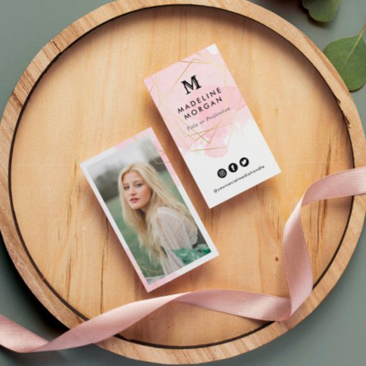 ロージー・ウォーター・カラー写真付きソーシャルメディア 名刺