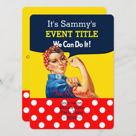 ロージー·パーティー·サプパーソナライズされたライ 招待状 (正面/裏面)