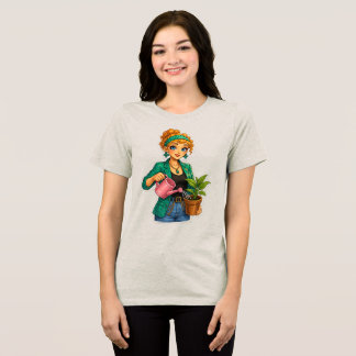 ロージー・マックス・カートゥーン・ガールTシャツ - かわいいオレンジ色のカールヘア トライブレンドTシャツ