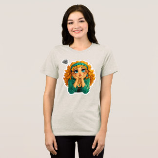 ロージー・マックス・カートゥーン・ガールTシャツ - かわいいオレンジ色のカールヘア トライブレンドTシャツ