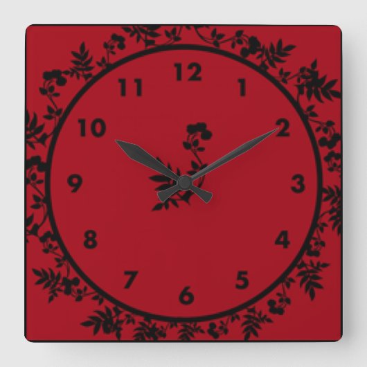 ロージー・ワイン スクエア壁時計 (正面)