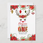 ロージー・頬金ゴールドアイズフローラトナカイ1歳の誕生日 招待状 (正面)