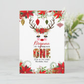 ロージー・頬金ゴールドアイズフローラトナカイ1歳の誕生日 招待状 (スタンド正面)