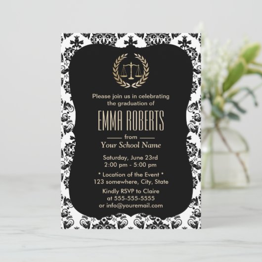 ロースクールクラシックダマスク卒業党 招待状 (スタンド正面)