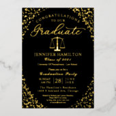 ロースクールグラードパーティーブラック金ゴールド 箔招待状 (正面)