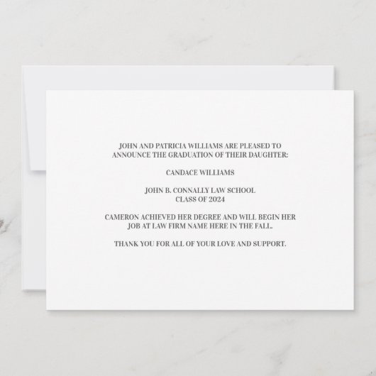 ロースクールフォトカスタムブルーホワイト卒業 案内状 (裏面)