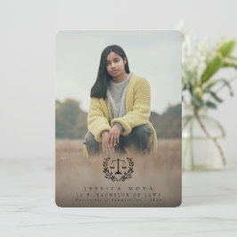 ロースクールブラックオーバーレイ2写真卒業 案内状