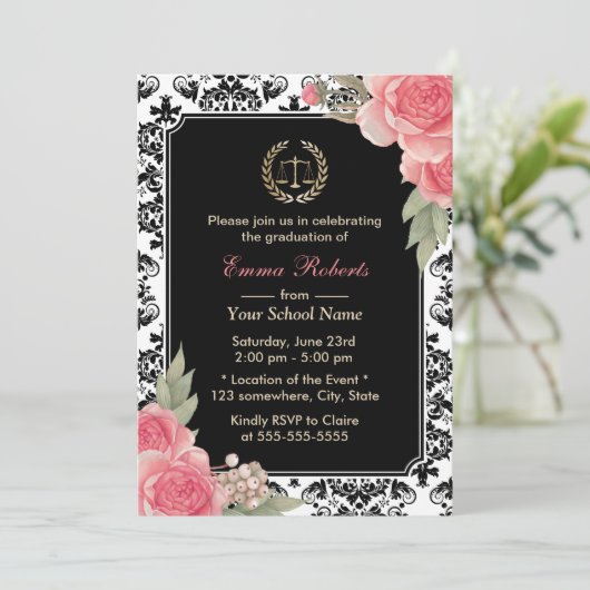 ロースクールヴィンターガーフローラ&ダマスク卒業 招待状 (スタンド正面)