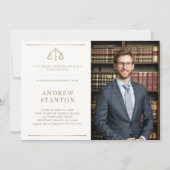 ロースクール卒業はかりで測写真モダンエレガント 招待状 (正面)