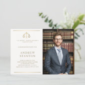 ロースクール卒業はかりで測写真モダンエレガント 招待状 (スタンド正面)