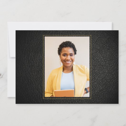 ロースクール卒業エレガント黒金ゴールド写真 招待状 (裏面)