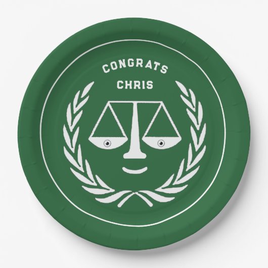 ロースクール卒業グリーン ペーパープレート (正面)