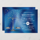 ロースクール卒業シルバーネはかりで測ビーブルー 招待状 (正面/裏面)