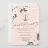 ロースクール卒業パーティーピンク赤面フローラ 招待状 (正面)