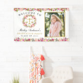 ロースクール卒業ピンクの金ゴールドフローラ写真 横断幕 (インサイチュ)