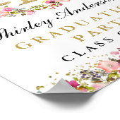 ロースクール卒業ピンクフローラウェルカムサイン ポスター (角)