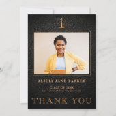 ロースクール卒業写真エレガント。 サンキューカード (正面)