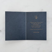 ロースクール卒業写真ネイビーエレガント金ゴールド サンキューカード (内部)