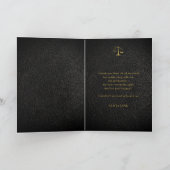 ロースクール卒業写真黒エレガント金ゴールド サンキューカード (内部)