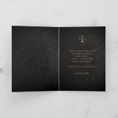 ロースクール卒業写真黒エレガント金ゴールド サンキューカード (内部)