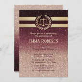 ロースクール卒業式バモダンルガンディ&バラ金ゴールド 招待状 (正面/裏面)