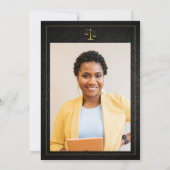 ロースクール卒業後の黒い金ゴールド写真エレガント 招待状 (裏面)