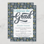 ロースクール卒業招待状弁護士グレイ 招待状 (正面/裏面)