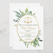 ロースクール卒業招待状緑 招待状 (正面/裏面)