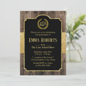 ロースクール卒業木材エレガント金ゴールド弁護士 招待状 (スタンド正面)