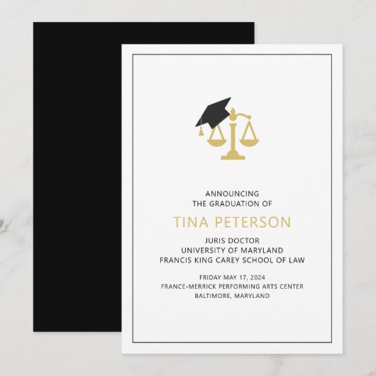 ロースクール卒業発表 招待状 (正面/裏面)