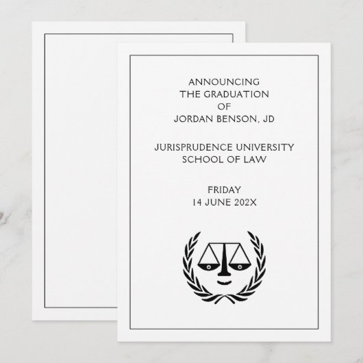 ロースクール卒業発表 案内状 (正面/裏面)
