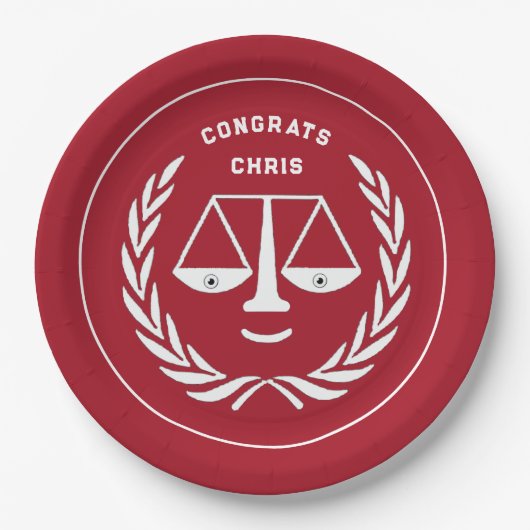 ロースクール卒業赤紙プレート ペーパープレート (正面)