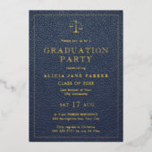 ロースクール卒業金ゴールドグリッターエレガント写真 箔招待状 (正面)