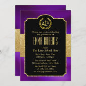 ロースクール卒業金ゴールド&パープル未来弁護士 招待状 (正面/裏面)