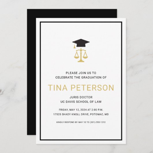 ロースクール卒業 招待状 (正面/裏面)