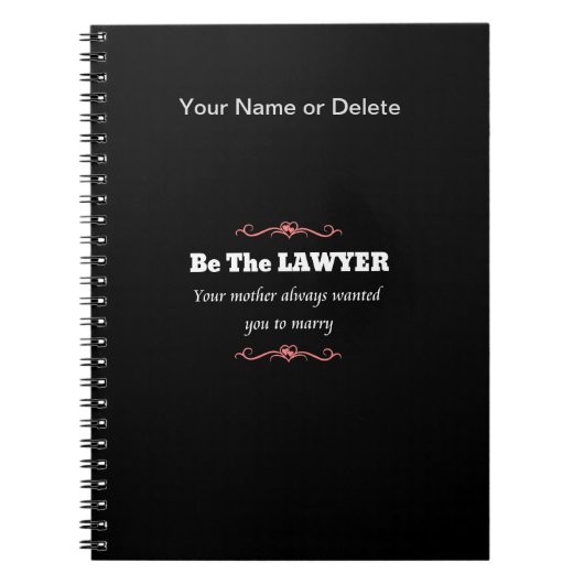 ロースクール弁護士女性卒業生 – 卒業 ノートブック (正面)