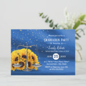 ロースクール素朴ひまわりネイビーブルー卒業 招待状 (スタンド正面)