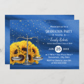 ロースクール素朴ひまわりネイビーブルー卒業 招待状 (正面/裏面)