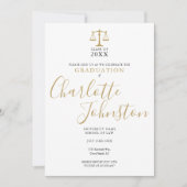 ロースクール金ゴールド台本写真卒業パーティー 招待状 (正面)