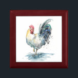 ロースタースプラッシュ – 水彩 ギフトボックス<br><div class="desc">Rooster Splash I by Melissa Wang.水色の雄鶏が様々な色で側面に向いている。</div>